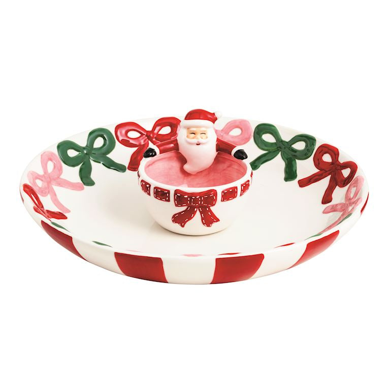 Mud Pie Bow Santa Chip & Dip Set