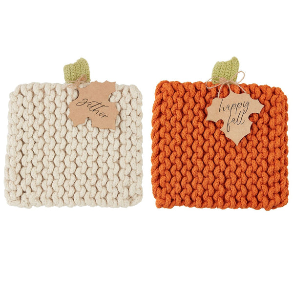 Mud Pie Pumpkin Knit Trivets