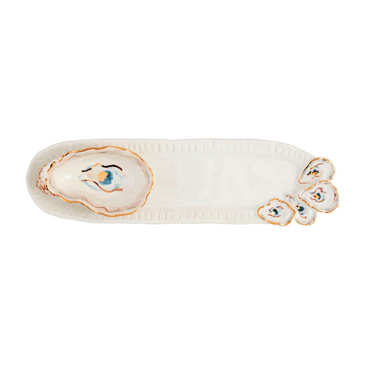 Mud Pie Oyster Tray And Dip Set