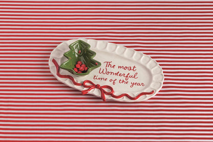 Mud Pie Bow Tree Platter & Tidbit Set