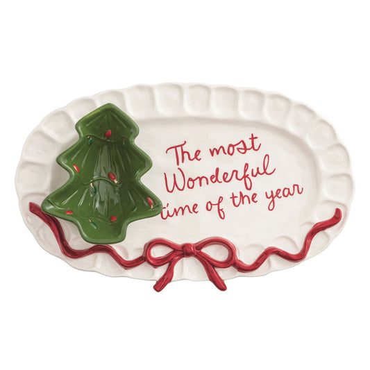 Mud Pie Bow Tree Platter & Tidbit Set