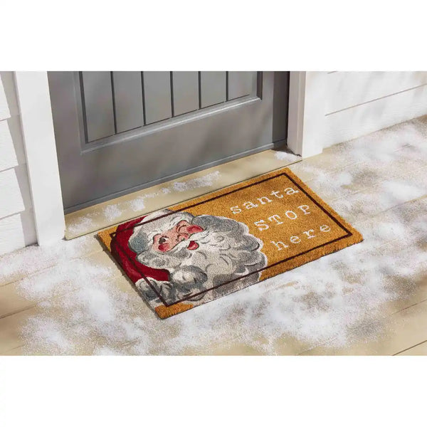 Mud Pie Santa Stop Here Door Mat