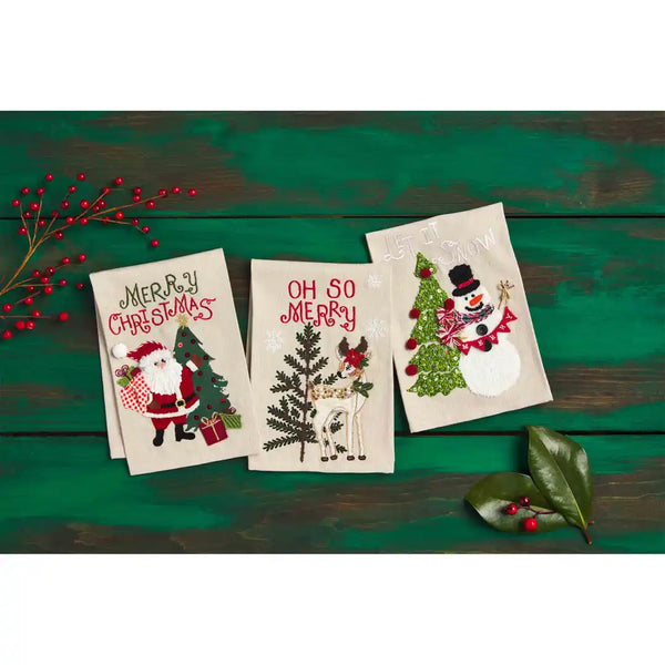 Mud Pie Christmas Embroidered Towels