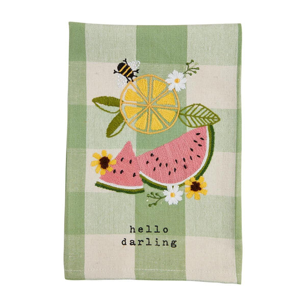 Mud Pie Fruity Floral Check Towels