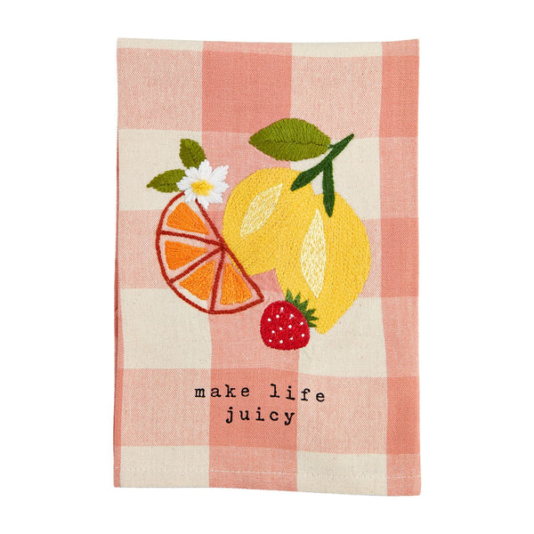 Mud Pie Fruity Floral Check Towels