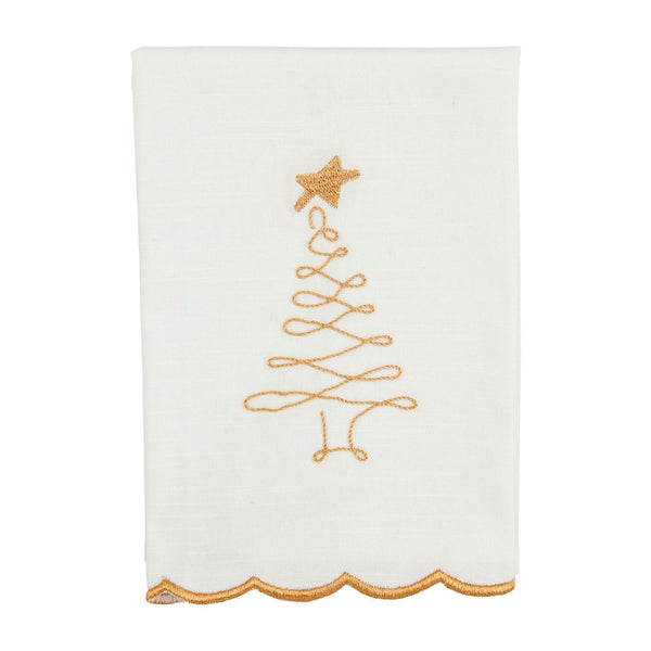 Mud Pie Gold Christmas Scallop Towels