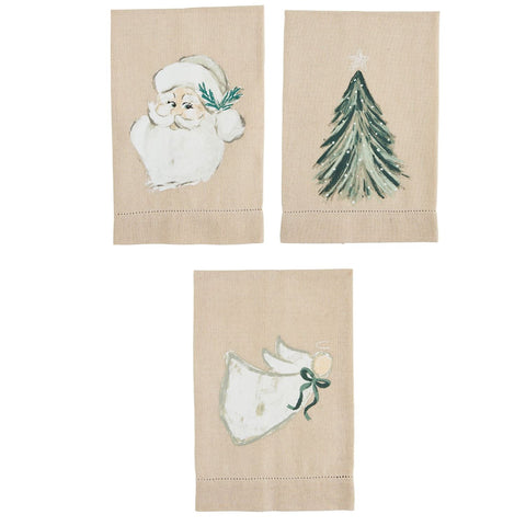 Mud Pie White Christmas Painted Towels