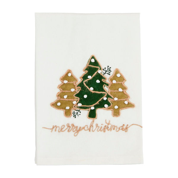 Mud Pie White Christmas Velvet Applique Towels