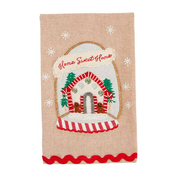 Mud Pie Gingerbread Scallop Hem Applique Towels