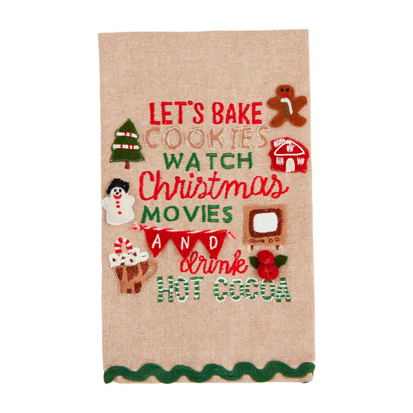 Mud Pie Gingerbread Scallop Hem Applique Towels