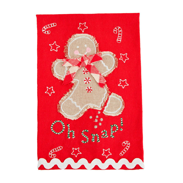 Mud Pie Gingerbread Scallop Hem Applique Towels