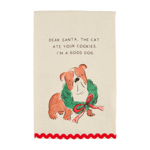 Mud Pie Christmas Dog Ric-Rac Towels