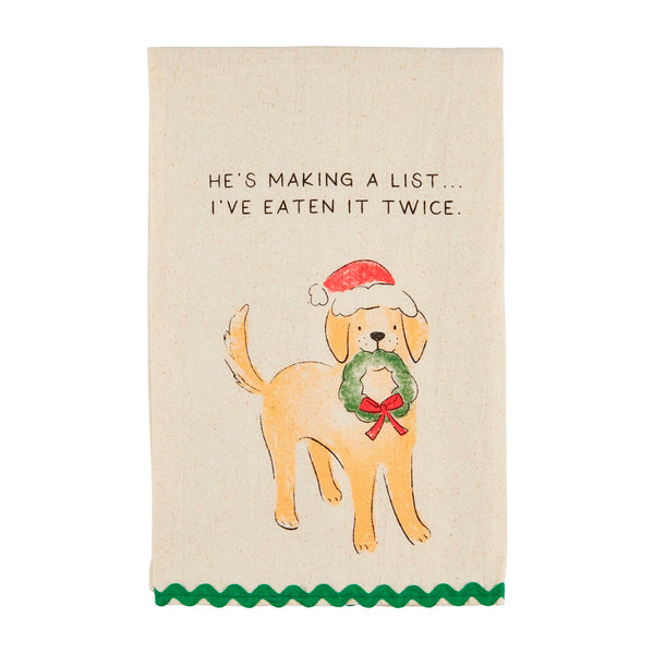 Mud Pie Christmas Dog Ric-Rac Towels