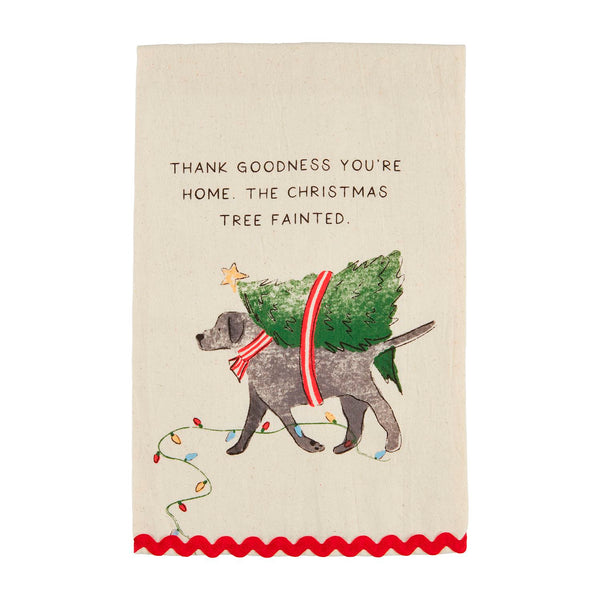 Mud Pie Christmas Dog Ric-Rac Towels