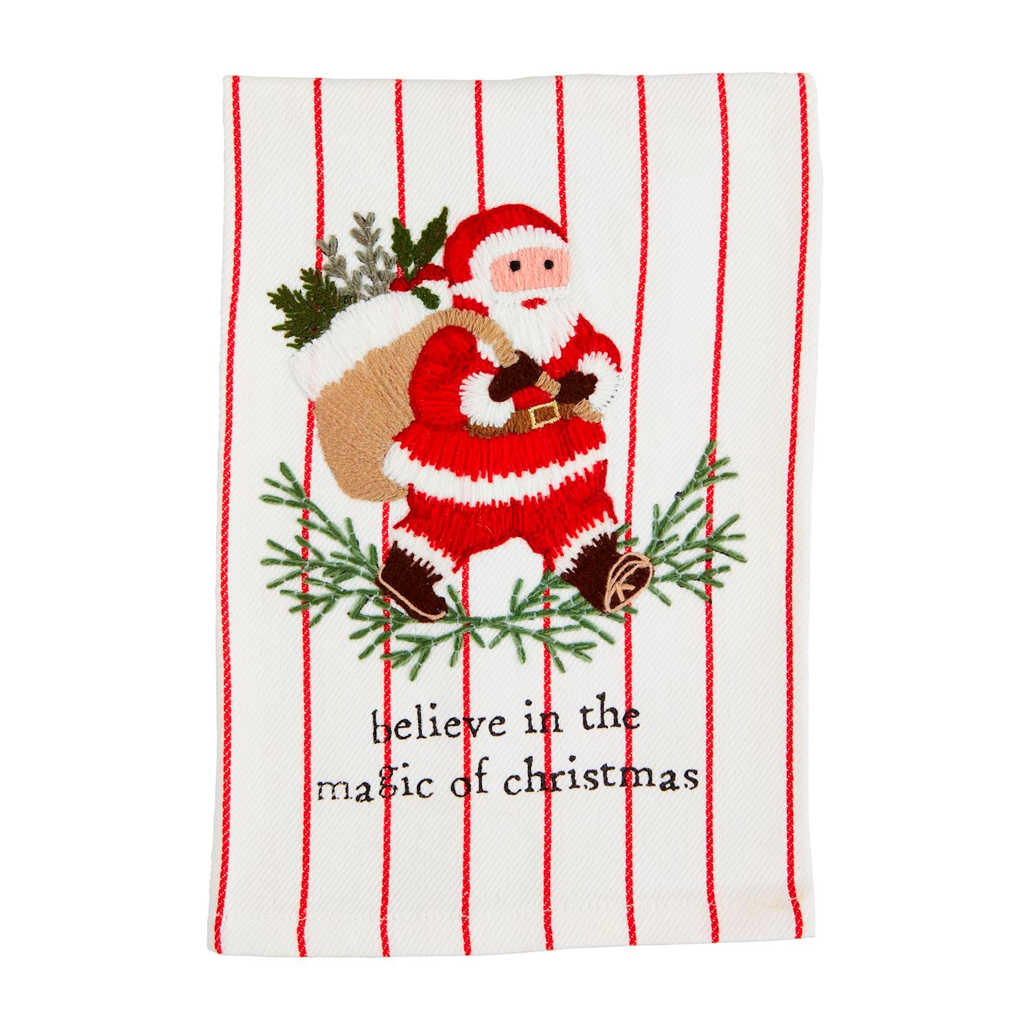 Mud Pie Classic Christmas Embroidered Towels