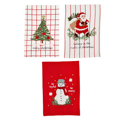 Mud Pie Classic Christmas Embroidered Towels