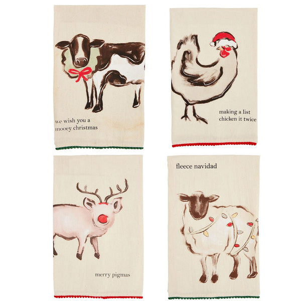 Mud Pie Christmas Farm Towels