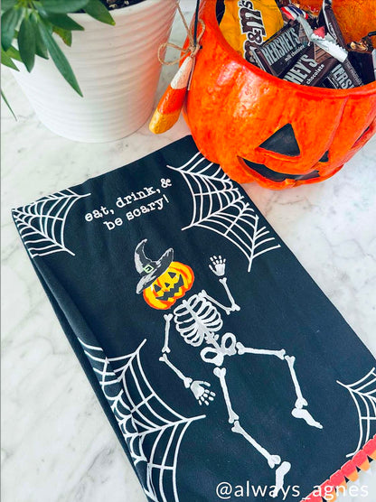 Mud Pie Skeleton Hallow Printed Towel