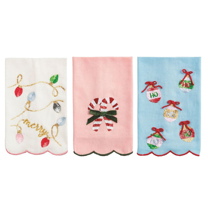 Mud Pie Christmas Sequin Scallop Towels