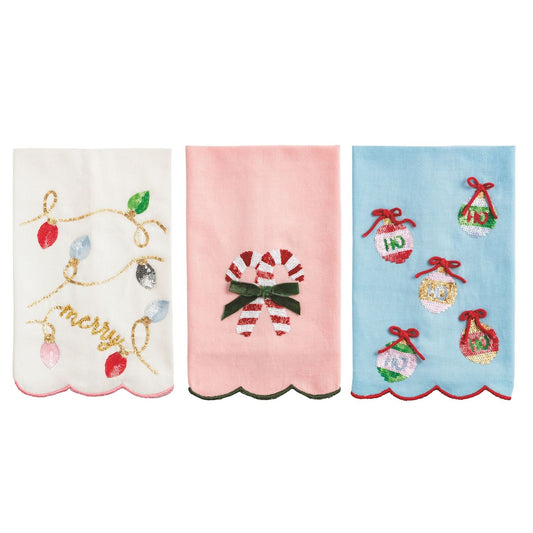 Mud Pie Christmas Sequin Scallop Towels
