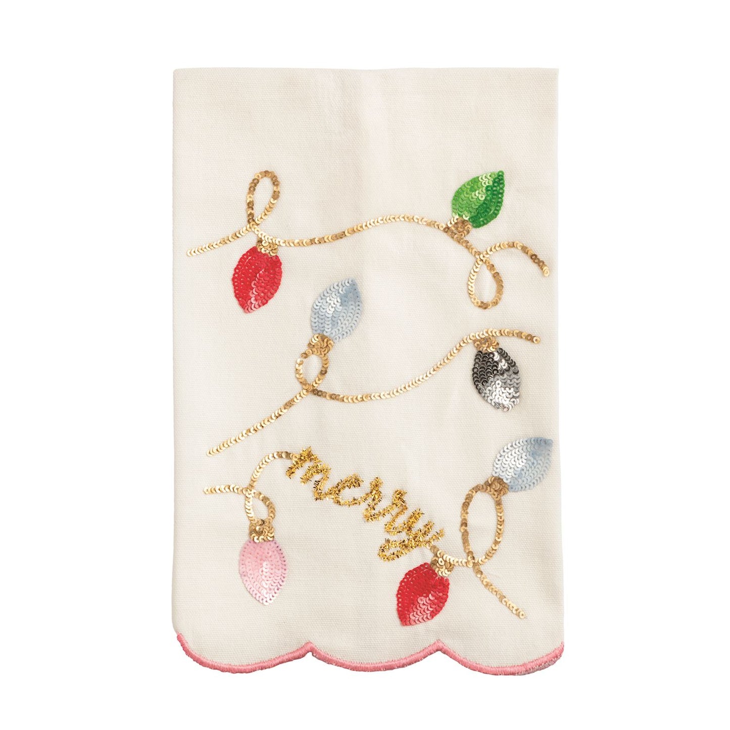 Mud Pie Christmas Sequin Scallop Towels