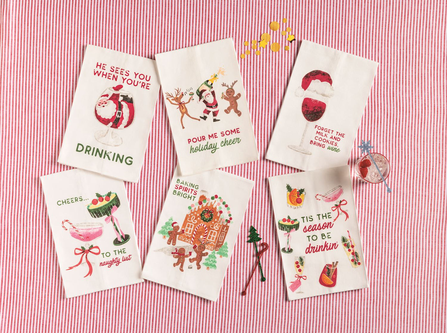 Mud Pie Holiday Drinking Towels