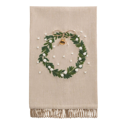 Mud Pie White Christmas Jute Trim Towels