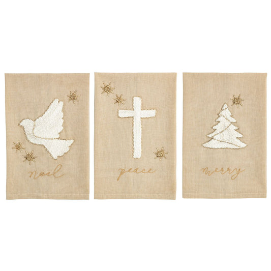 Mud Pie Gold Christmas Beaded & Velvet Towels