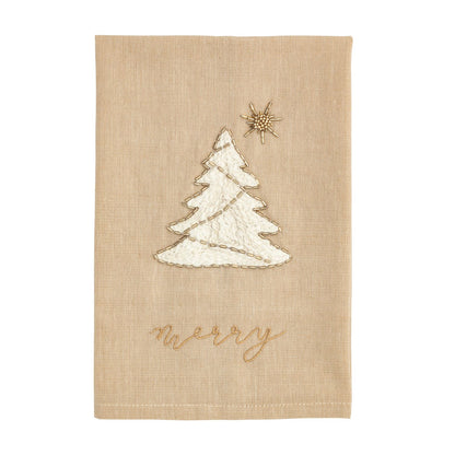 Mud Pie Gold Christmas Beaded & Velvet Towels