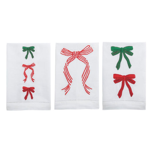 Mud Pie Christmas Bow Embroidered Towel