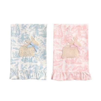 Mud Pie Toile Bunny Pearl Towel