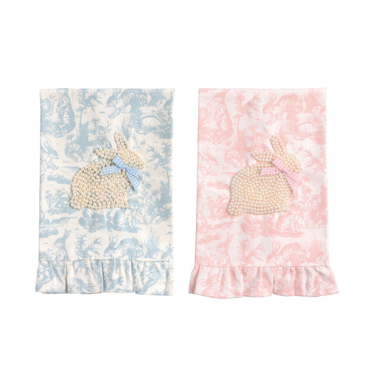 Mud Pie Toile Bunny Pearl Towel