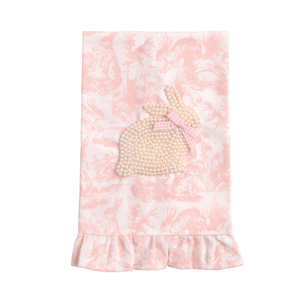 Mud Pie Toile Bunny Pearl Towel