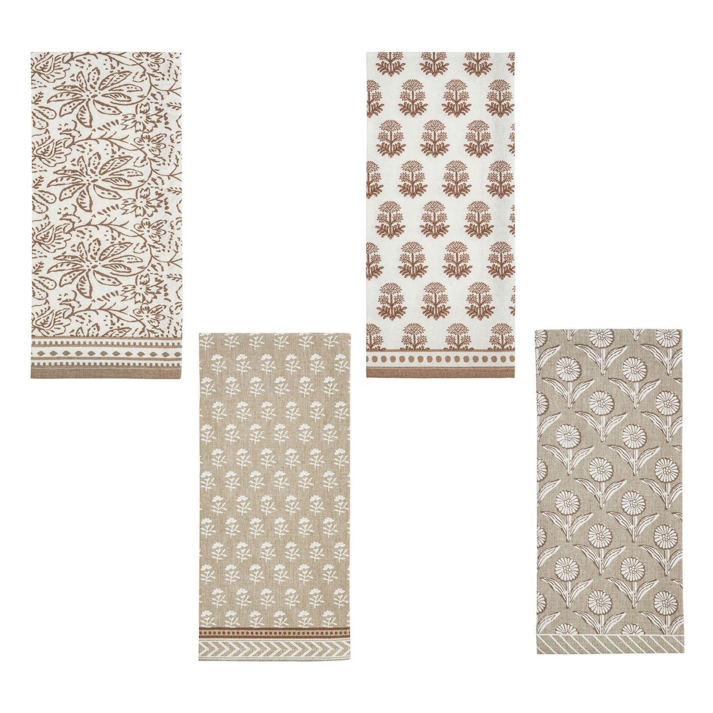 Mud Pie Blooms Taupe Printed Towel