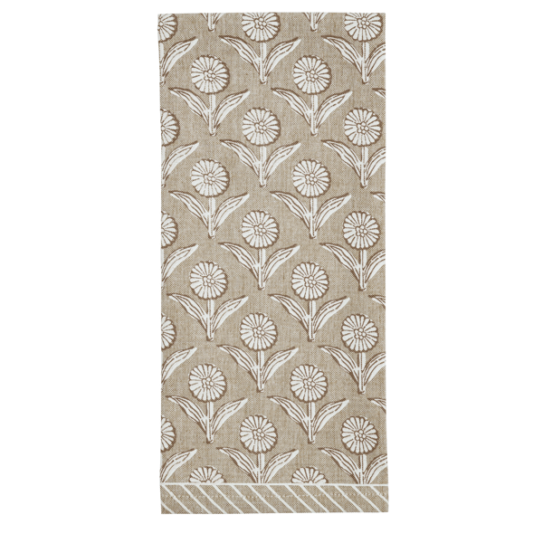 Mud Pie Blooms Taupe Printed Towel