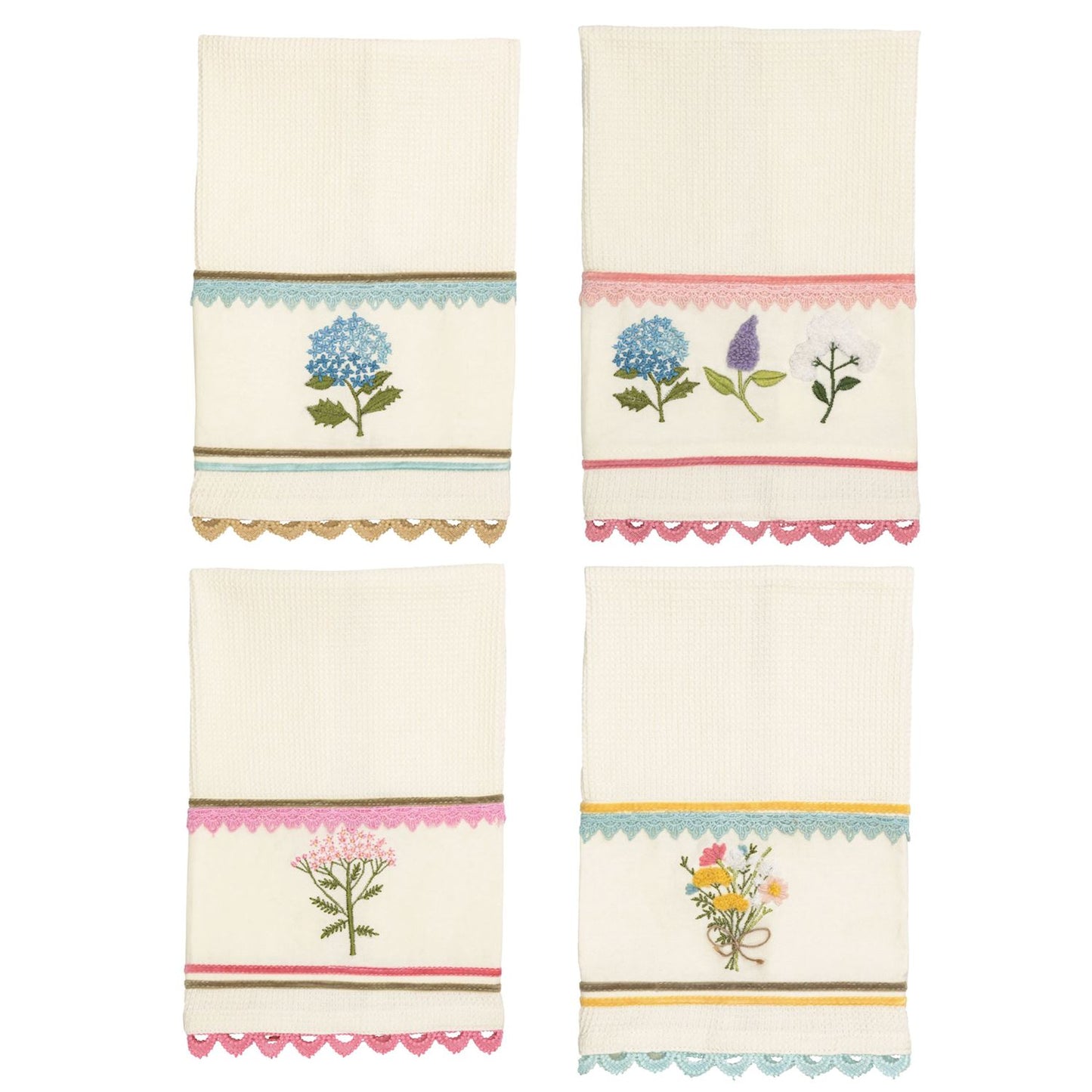 Mud Pie Floral Embroidered Waffle Towel