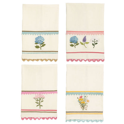 Mud Pie Floral Embroidered Waffle Towel
