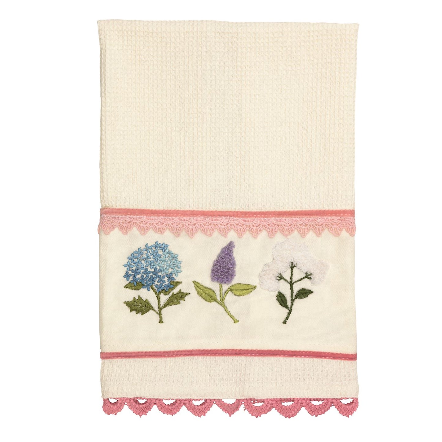 Mud Pie Floral Embroidered Waffle Towel