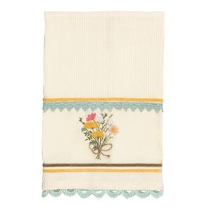 Mud Pie Floral Embroidered Waffle Towel