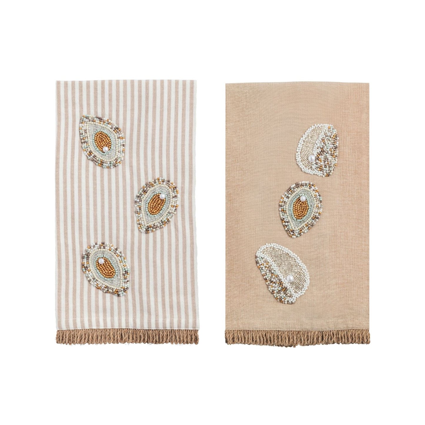 Mud Pie Beaded Oyster Towel