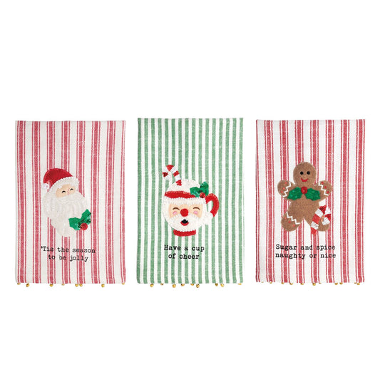 Mud Pie Christmas Sequin Applique Towels