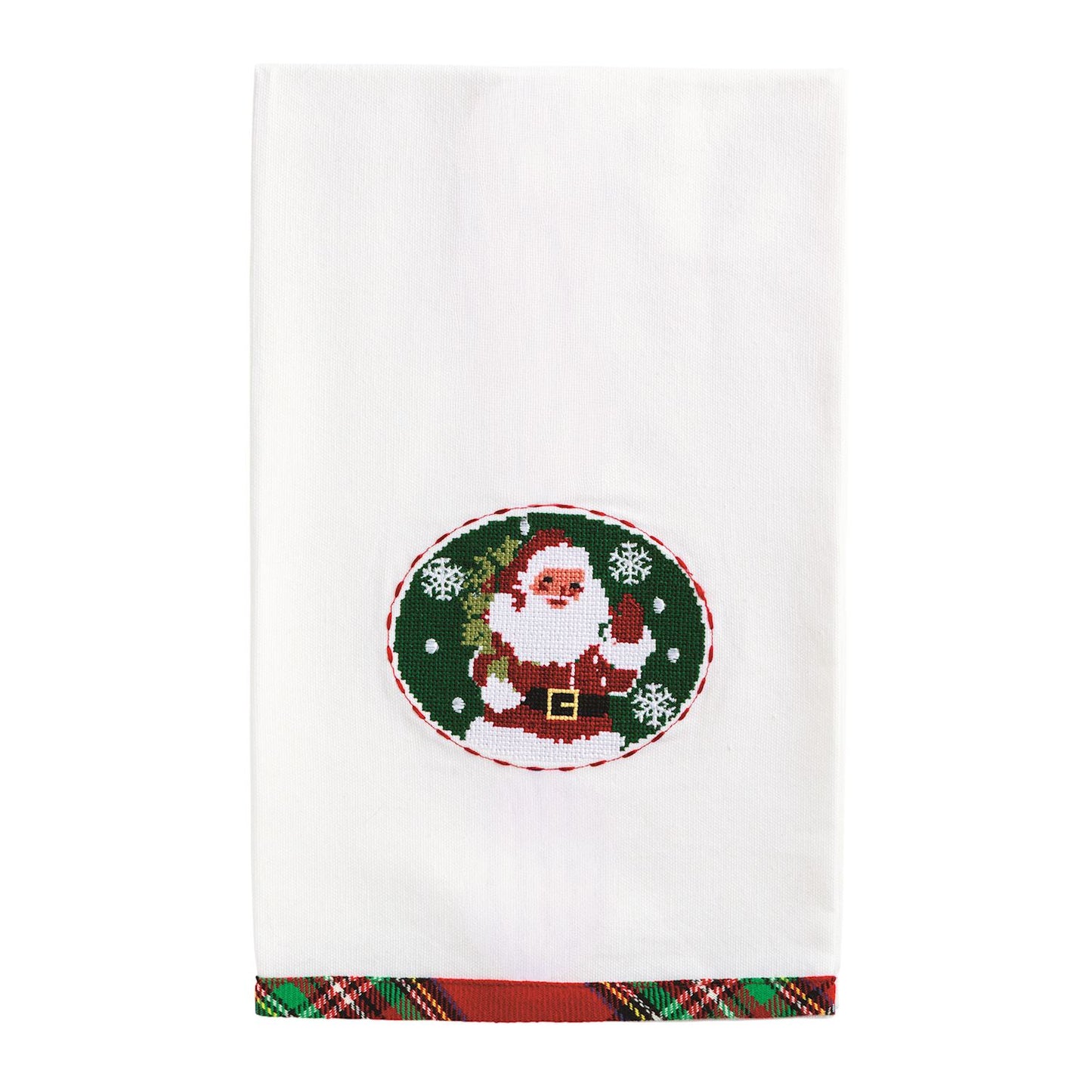 Mud Pie Santa Needlepoint Christmas Towel