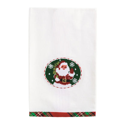 Mud Pie Santa Needlepoint Christmas Towel