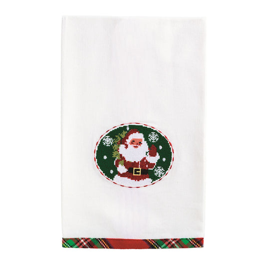 Mud Pie Santa Needlepoint Christmas Towel