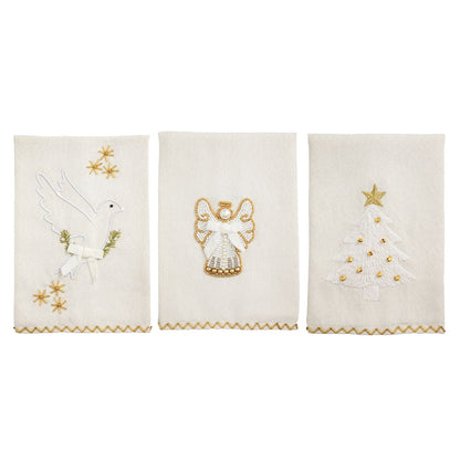 Mud Pie White Christmas Embroidery Towels