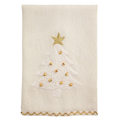 Mud Pie White Christmas Embroidery Towels