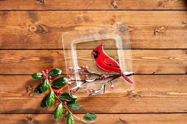 Mud Pie Cardinal Glass Plate