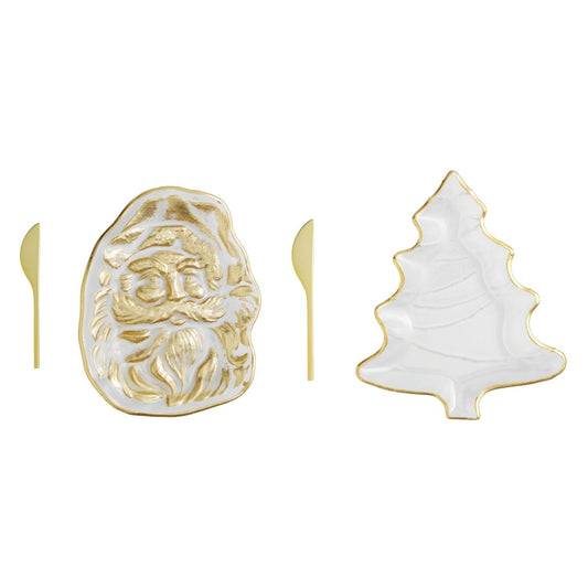 Mud Pie Gold Christmas Cheese Plate Set