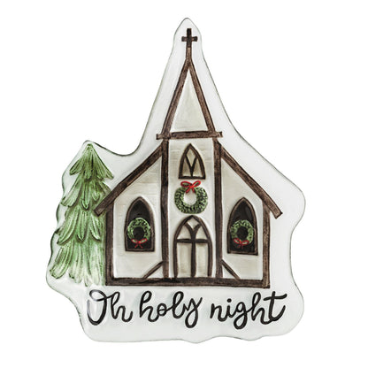 Mud Pie Fused Glass Holy Night Church Plate
