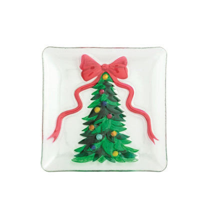 Mud Pie Christmas Bow Fused Glass Plates